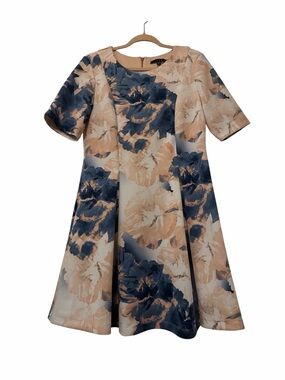 Tiana B Floral Short Sleeve A-Line Fit & Flare Dress 👗 Sz 10 (stretchy)
